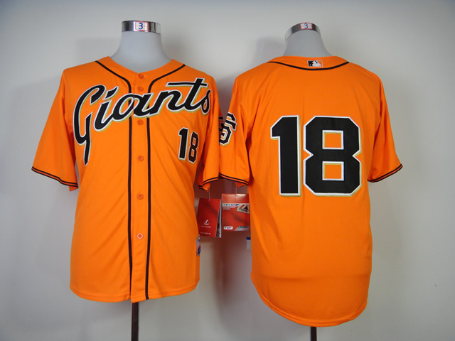 Men San Francisco Giants #18 Cain Orange MLB Jerseys->san francisco giants->MLB Jersey